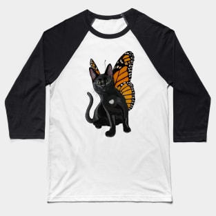 Black Monarch Flitter Kitty Baseball T-Shirt